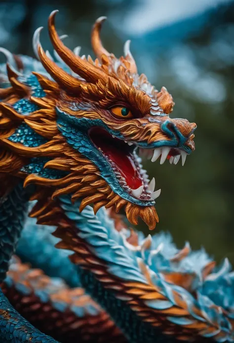 crie uma imagens da escultura com  gelo translusido de um dragao