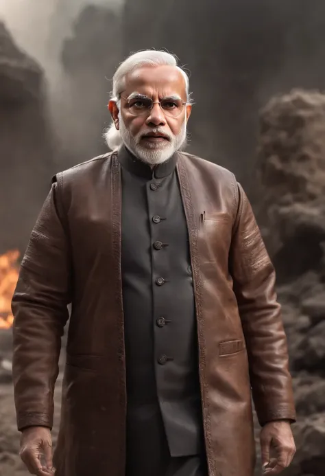 ((Epic narendra modi, rough wet hero angry look long hair short beard and ferocious expression in dynamic pose, Fantastic location, money in the background, inside a big bank, many photographers around him , super detailed,, Majestic cluttered environment)...