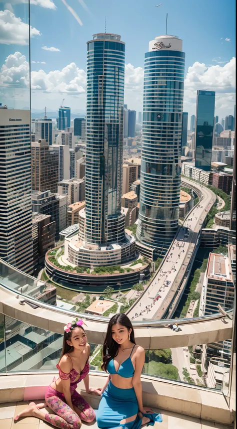 180th floor infinity pool，The tallest building in the urban forest，Around bonsai，Luo Han Song，coconut palms，tulips，Rose flower，Tease alpacas to play，There were five little girls wearing openwork translucent stockings，Pouting and smiling，is shy，Pinch up col...