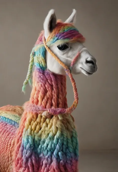 Rainbow alpaca that is rope skipping