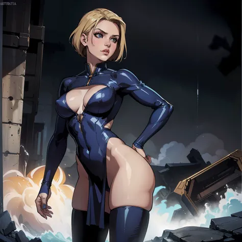 Unmatched masterpiece, ultra realista 8k CG, obra de arte perfeita, (1girl: 1.1), sozinho, ((figura feminina perfeita)), (NSFW), olhando para o espectador, Mulher madura, barnet (Android 18) standingn, (Causador), melhor qualidade:1.1, postura sedutora, Po...