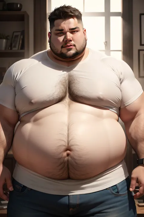 fat man has gynecomastia, Realistic