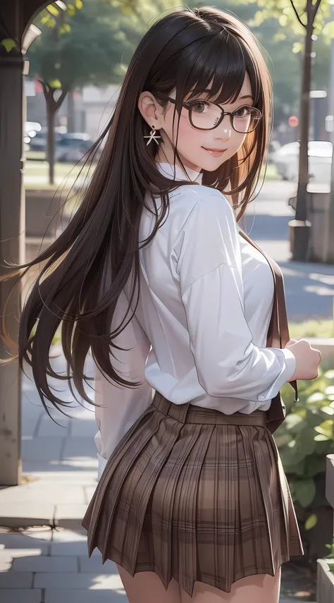 (1girl:1.3), (photorealistic:1.4), (masterpiece, top quality, best quality, official art), extreme detailed, highest detailed, (ultra-detailed), ((an extremely delicate and beautiful)), dappled sunlight, contemporary, silky long hair, (brown hair), she Wal...