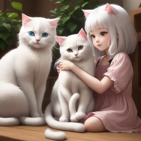 beautiful white hair cute cat