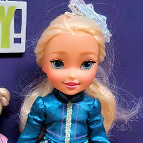 there are two dolls that are sitting next to each other, plastic barbie doll, elsa frozen, pixar doll deep focus, plastic doll, anime barbie doll, elsa, barbie doll, she has blond hair, toy photo, elsa from frozen, long blonde hair and large eyes, by disne...