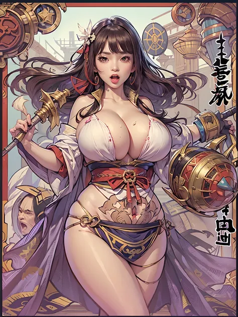 (((vulgarity shop))),(super huge gigantic breast:1.4),sengoku samurai woman