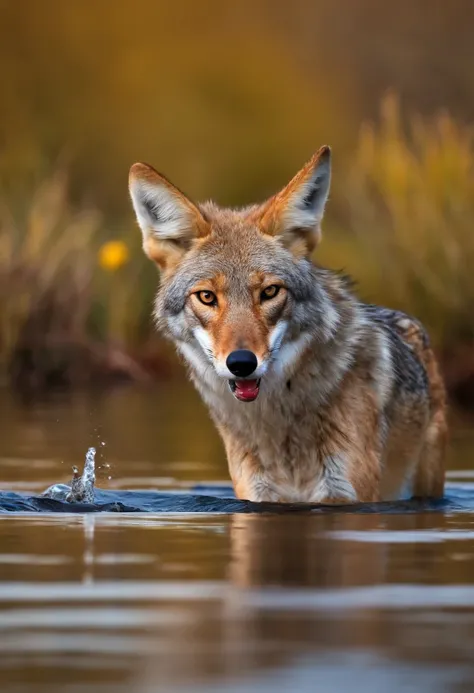 coyote eating fish