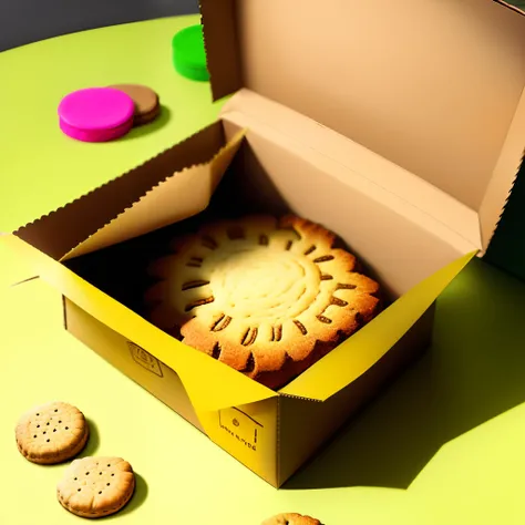 A cardboard box for baked biscuits，two-color