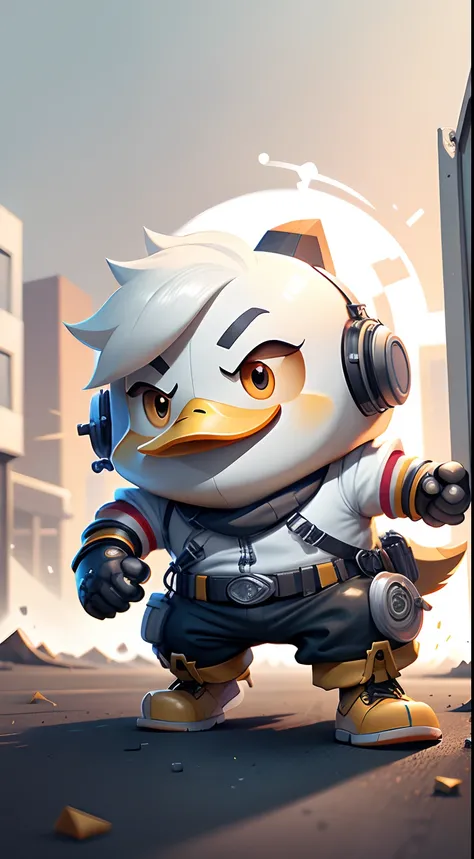 male duck, iron nozzle, playing game, gamer, jogo, video game, (white backgroud: 1.5), Background White