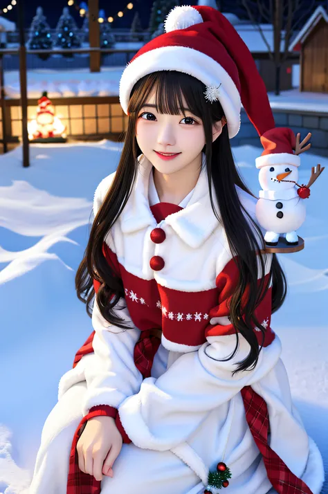 snowman、Christmas、Christmas tree、Winter scene、yuki、Christmas present、santa claus、femele、small tits