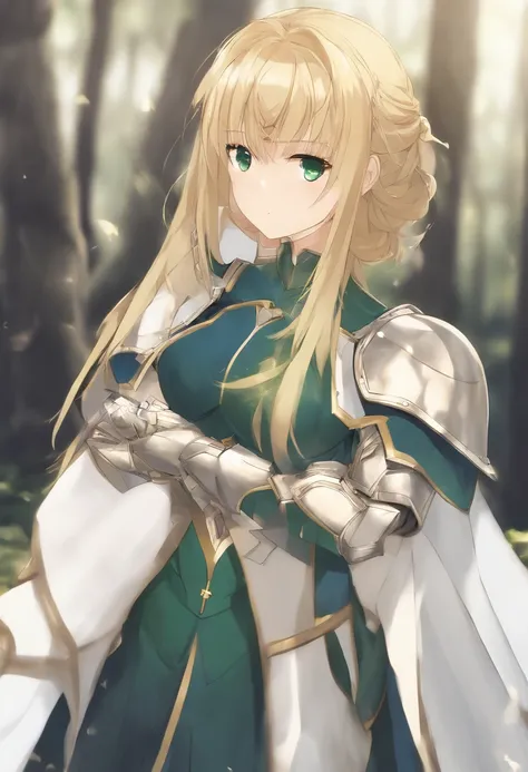 (masterpiece:1.2), (absurdres), (detailed face),(detailed eyes), (best quality) (traditional media:1.2)  , (white backround), upperbody, (expressionless),  artoria_pendragon_(fate), saber, armor, blonde hair, gauntlets, green eyes, hair ribbon, armored dre...