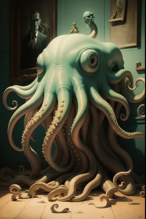 Famous oil painting Cthulhu Octopuses. Picasso, lovecraft