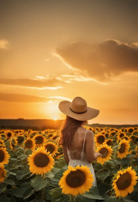 (extremamente detalhado CG unidade 16K papel de parede:1.1), (Denoising strength: 1.45), (Master Piece:1.37), ((Girl in straw hat looking back on a field of sunflowers)), (luz de fundo), (best ilumination, Melhor sombra, um extremamente delicado e bonito),...