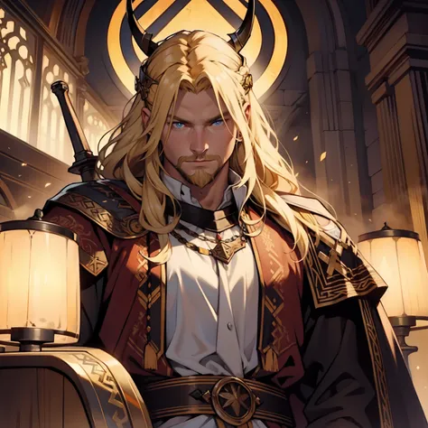 Viking King. Beautiful Blonde Long Hair