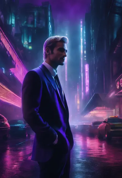 Blade runner background, roxo, with Sanji:
(blade runner background,neon lights,dystopian,futuristic:1.2),(roxo, purple:1.1),(Sanji:1.1),beautiful detailed eyes,beautiful detailed lips,extremely detailed eyes and face,longeyelashes,smiling face,black suit ...