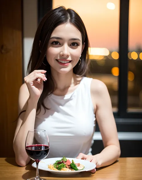 (64K, UHD, top quality, masterpiece: 1.2), (realistic, photorealistic: 1.37), super detailed, pretty woman 1 person, (slim face), (slim body), (brown hair), (short cut), cheeks slightly blushing, (44 years old), 38 years old, solo, beautiful detailed urban...