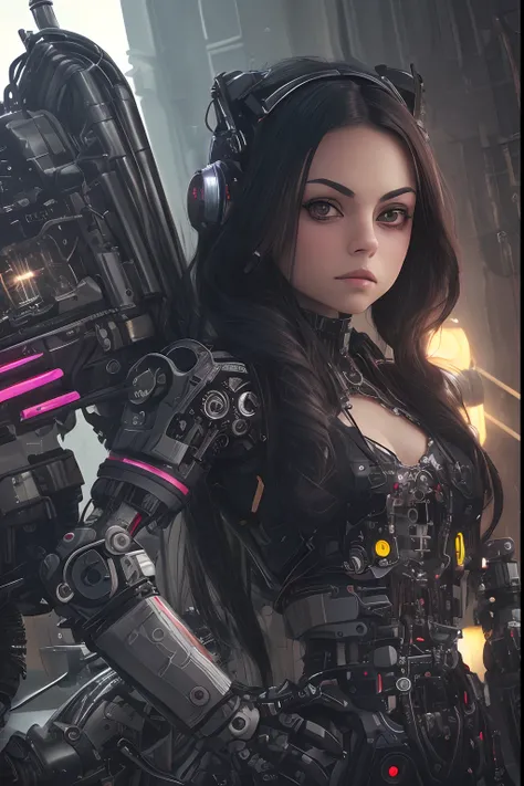 NSFW(((masutepiece))), (((Best Quality))), ((Ultra-detailed)), (extremely detailed photo), ((extremely delicate and beautiful)),(Cute delicate face),Cinematic Light,((1. Mechanical synth Preteen fairy gothic Cyber punk Mila Kunis, Kawaii. 12-year-old girl ...