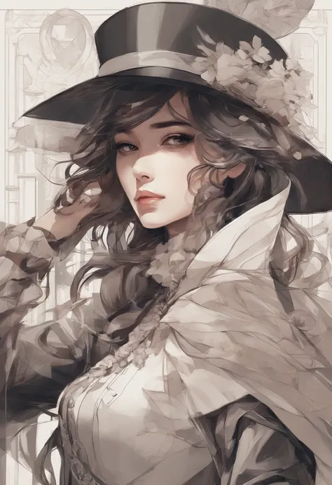 Close-up of a woman in a hat and dress, Digital illustration style, Digital Illustration Portrait, Trends in Artstration, in the art style of bowater, detailed portrait of anime girl, digital anime illustration, Painted in the style of Artgerm, Portrait of...