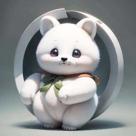 white bear、Round character design、illustratio、friendly、adorable eyes