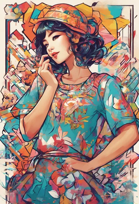 Super pretty 20 year old Korean girl,happy face,Posing in a lovely dress,entire body, Cartoon style illustration, Cartoon Art Style, digital illustration , Highly detailed character design, cute detailed digital art, beautiful digital illustration, high qu...