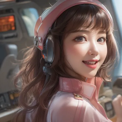 Close up of a smile with the corners of the mouth raised、Stewardess、makeup、(realisitic、hight resolution)、(1 girl in)、Do-Up Eye、Korean Girl、(Best Quality), (masutepiece), (1girl in), Solo, a beauty girl, Perfect face,,dreamlikeart、Highly detailed airbrush a...