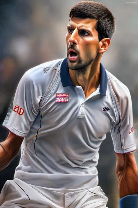 a portrait of Novak Djokovic , intrinsic details,masterpiece,hyper realistic, hd, 8k