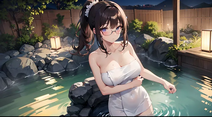 ((masutepiece)), ((Best Quality)), (Ultra-detailed), ((kawaii)), Cute, (lovely), ((Sexy)), (Ero), ((Extremely detailed)), 4K, (8K), Best Quality, (Beautiful), Anime style, from below looking up, full body focus, ((outdoor bath)),  (((standing in onsen))), ...