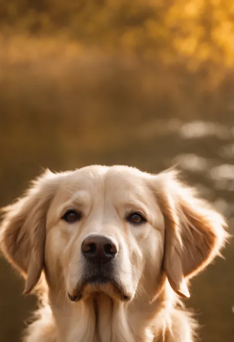 Golden Retriever Dog, surreal, tense, warm, highly detailed, sharp, professional, 8k UHD, movie, dark, violent, outdoor, river, battle, chase, dramatic, vivid, tense atmosphere, rendering, epic, twilight, HDR, album cover, blizzard, lightning, disaster