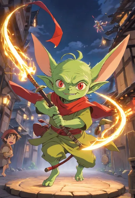 Goblin, 2 Meters Tall, 75 Years Old, With Telekinesis Power, Uses Ninja Star, Katana and Spear