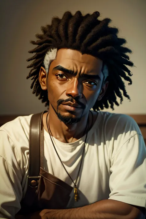 Crie um desenho do artista brasileiro chamado Seu Jorge, cantor, Ator e poeta