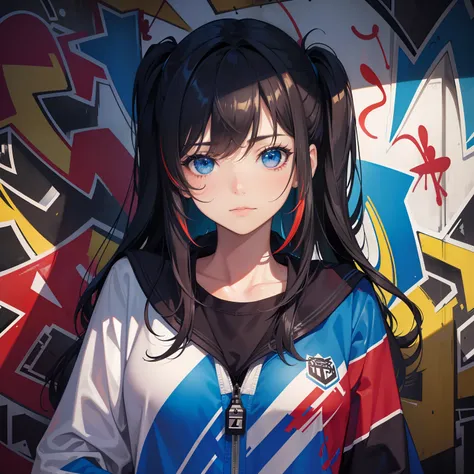 (best quality), masterpiece, extremely detailed CG uniform 8K illustration, high color, extremely high color saturation, all colors deepened, paint, graffiti art, center composition, extremely detailed light and shadow, graffiti wall, wall painted bright, ...