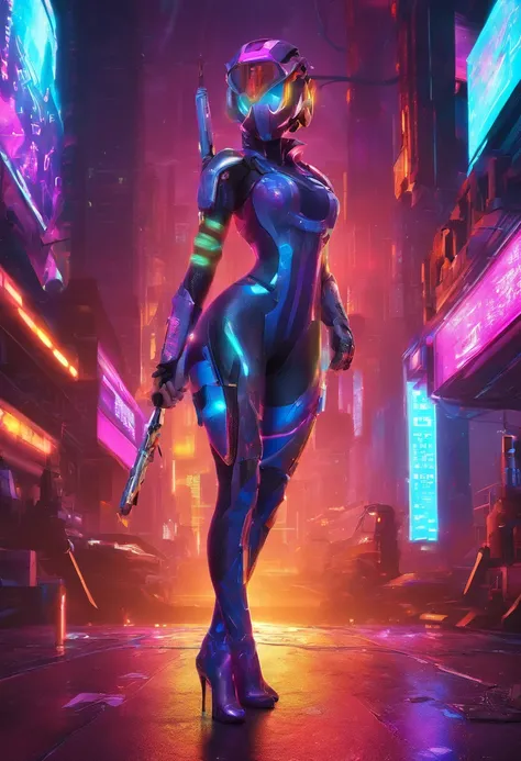 (female Protogen),cyberpunk,mechanical,glowing eyes,metallic surface,digital display,advanced technology,futuristic,neon lights,electromagnetic field,sharp edges,streamlined design,digital organism,biomechanical,mysterious atmosphere,glass visor,enhanced s...