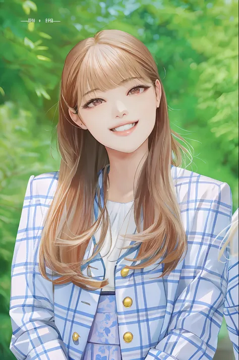 arafed woman with long hair and a blue jacket smiling, lalisa manobal, jaeyeon nam, lalisa manoban of blackpink, park ji-min, inspired by Kim Jeong-hui, wan adorable korean face, neat hair with bangs, with bangs, ji-min, lee ji-eun, lee ji - eun, cute kore...