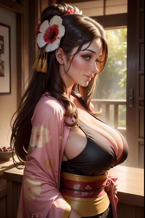 lucy pinder, portrait, smiling, sexy, kimono, profile, hot