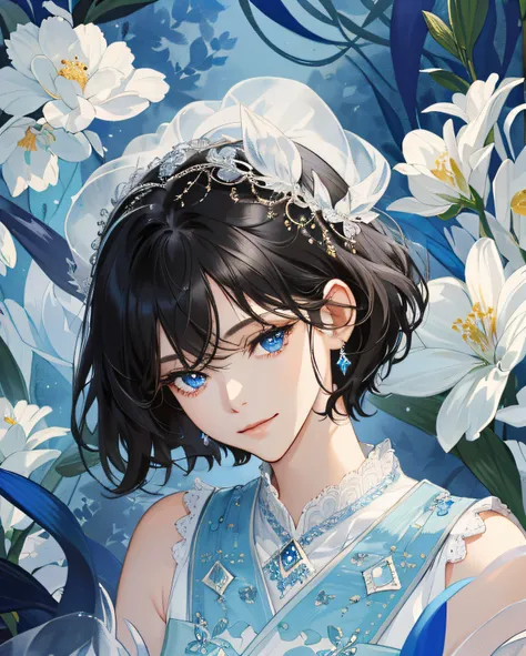 (extremely delicate and beautiful:1.2), 8k,(masterpiece:1.0),(best_quality:1.0), 1girl, mature woman, complex details, enlarged textures, complex details, finely detailed eyes and detailed face, intricate details, short black hair with fringe, (closed mout...