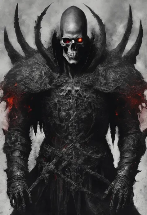 devil horns，Claws，battleaxe，Spooky environment，dentes pontiagudos，Berserker，full bodyesbian，Powerful aura，A strong sense of oppression，incredibly detailed，Red-eyed skeleton，The flames of hell are raging，Skeleton Legion，Ultra photo realsisim