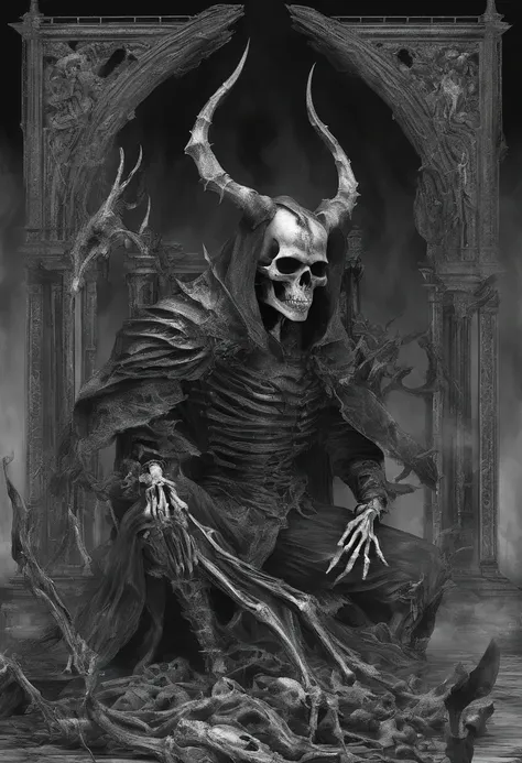 devil horns，Claws，battleaxe，Spooky environment，dentes pontiagudos，Berserker，full bodyesbian，Powerful aura，A strong sense of oppression，incredibly detailed，Red-eyed skeleton，The flames of hell are raging，Skeleton Legion，Ultra photo realsisim