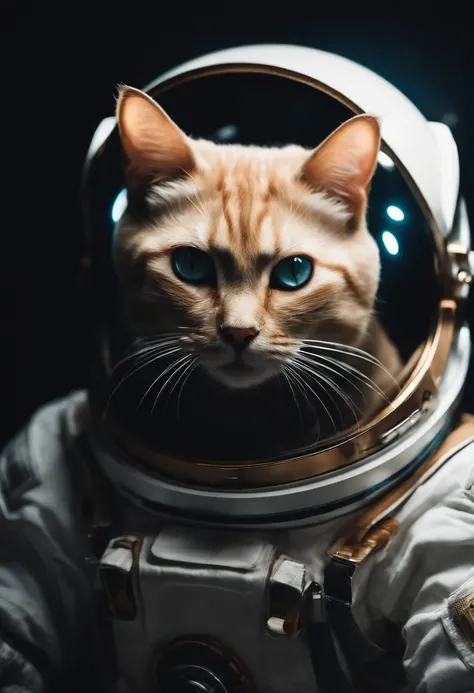 Hay un gato oscuro en un traje espacial flotando en el aire, Gato espacial, Gato astronautaa, Gato en el espacio, cat from the void, Gatitos en el espacio exterior,, Gato invocando una nave espacial, amazing space creature 4 k, en el espacio, en el espacio...