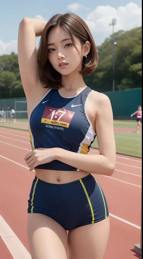 bobhair、Breasts are big、Short、Shaved、Brown hair、Track & Field Club Clothing、17 age