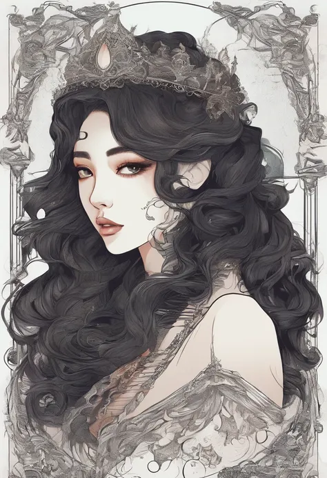 Hairstyles:  Long Beachy Waves, Super pretty 20 year old Korean girl,happy face, Cartoon style illustration, Cartoon Art Style, Cartoon Art Style, Digital illustration style, Highly detailed character design, cute detailed digital art, beautiful digital il...