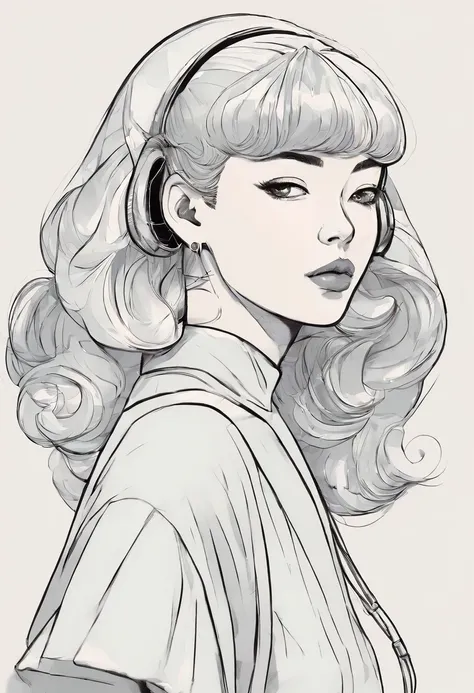 Hairstyles:  shapely, A high ponytail adds an element of sophistication and style, Super pretty 20 year old Korean girl,happy face, Cartoon style illustration, Cartoon Art Style, Cartoon Art Style, Digital illustration style, Highly detailed character desi...