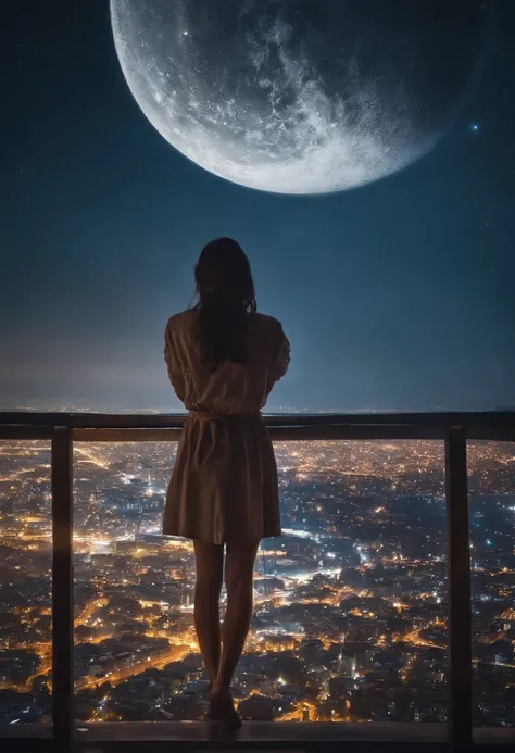 Anime girl standing on roof looking at the night sky with stars, Anime wallpaper 4K, Anime wallpaper 4 k, 4K anime wallpaper, Anime art wallpaper 8 K, Anime art wallpaper 4k, Anime art wallpaper 4 K, style of anime4 K, Makoto Shinkai Cyril Rolando, 4k mang...