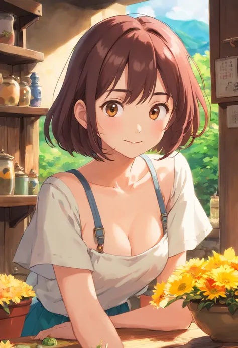 ((Best picture quality, 8K, tmasterpiece:1.3)), 1girll, Beautiful woman with slender abs:1.3, (Casual hairstyle),Ultra-fine face, A detailed eye, 二重まぶた，ssmile，Home，full bodyesbian