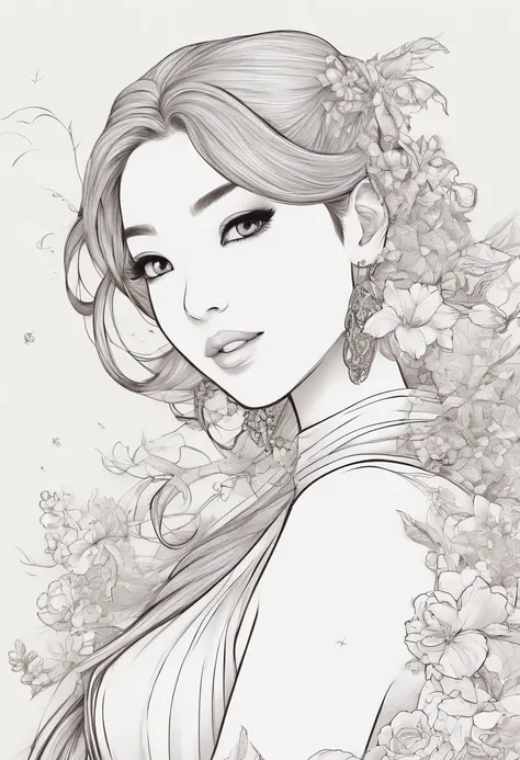 Hairstyles:  shapely, A high ponytail adds an element of sophistication and style, Blackhead,  Super pretty 20 year old Korean girl,happy face, Cartoon style illustration, Comic art, digital illustration , Highly detailed character design, cute detailed di...