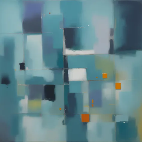 Square painting on blue background, inspired by Raoul De Keyser, Inspired by Thomas Bock, semiabstract, Inspired by Norman Lewis, Inspired by Thomas de Cather, Inspired by Cliff Gray, ( ( abstracted ) ), Inspired by Rolf Iseli, Inspired by Jose Lifrinks, a...