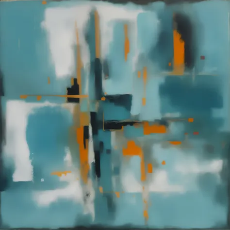 Square painting on blue background, inspired by Raoul De Keyser, Inspired by Thomas Bock, semiabstract, Inspired by Norman Lewis, Inspired by Thomas de Cather, Inspired by Cliff Gray, ( ( abstracted ) ), Inspired by Rolf Iseli, Inspired by Jose Lifrinks, a...