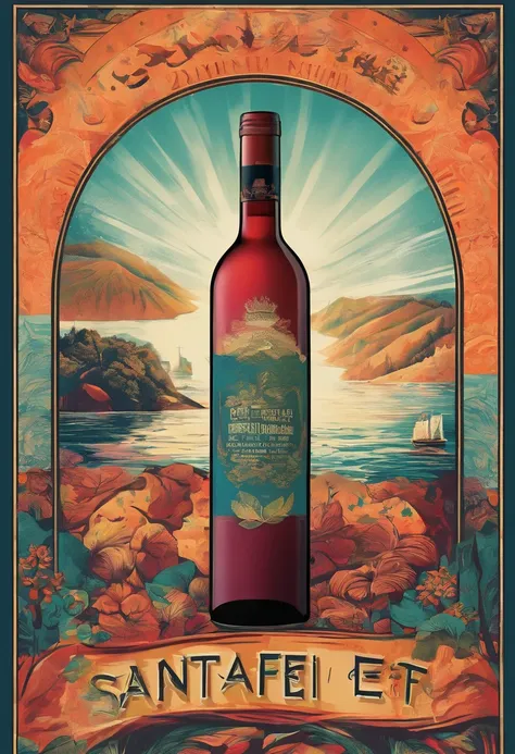 "Share your vision、Create an image of A tourism advertisement poster for Santa Cruz Wine Fest。psychedelic 、Modern、Nostalgic 。"