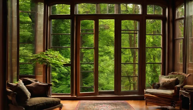 open window, , beautiful landscapes, books, tree, green