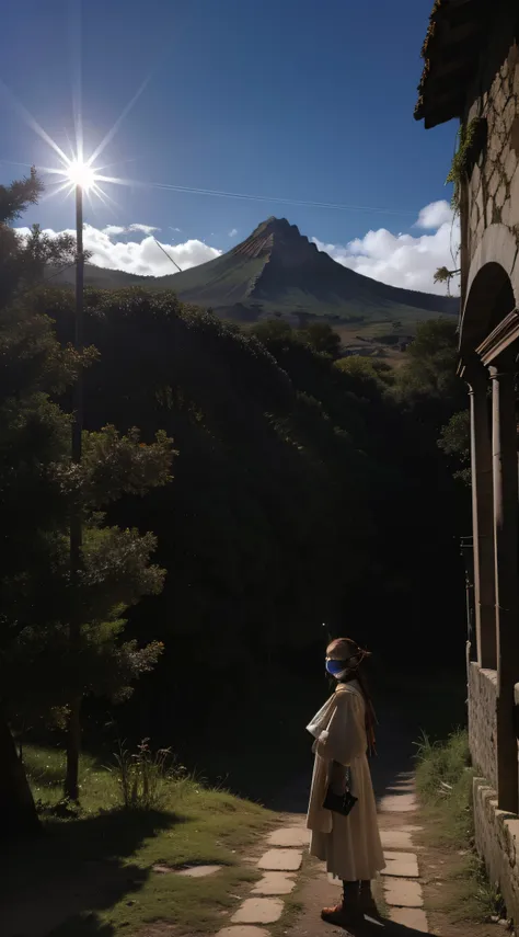 (extremadamente detallado, obra maestra, La mejor calidad, foto antigua, principios de siglo, epic scenery) soldado estilo ciberpunk, armadura robotica, mask, cables, tornillos, luces rojas, paisaje de ruinas. plano cercano. manchas. Caravaggio-style light...