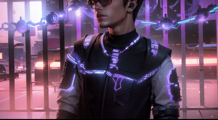 Change background cyberpunk handsome boy, reali stic face, 8k, ultra realistic,